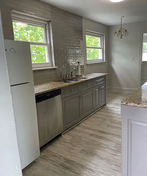 Kitchen with granite countertops