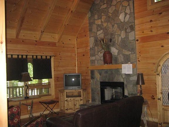 Great Room with stone fireplace 
