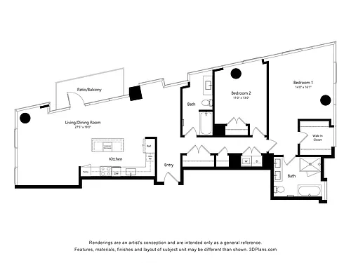 Floor plan 2 Bedroom Penthouse (CPH06)