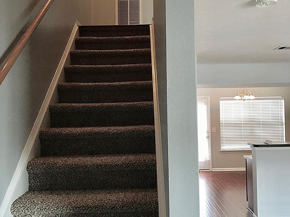 Brand new carpet on stairs.