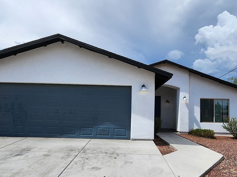 Front elevation. Two car garage.