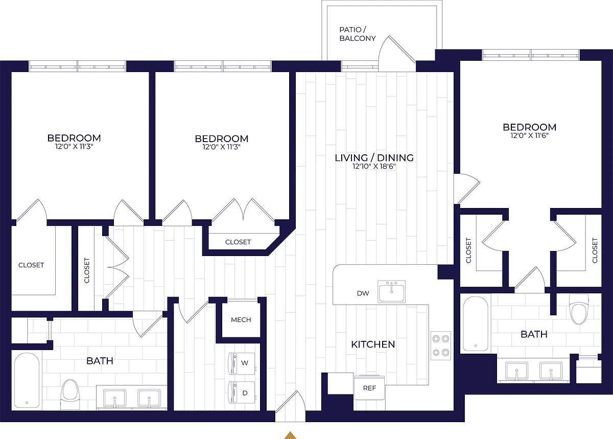 Floor plan 3 Bed/2 Bath-C1