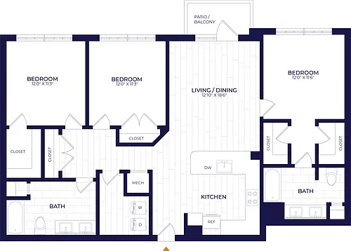 Floor plan 3 Bed/2 Bath-C1