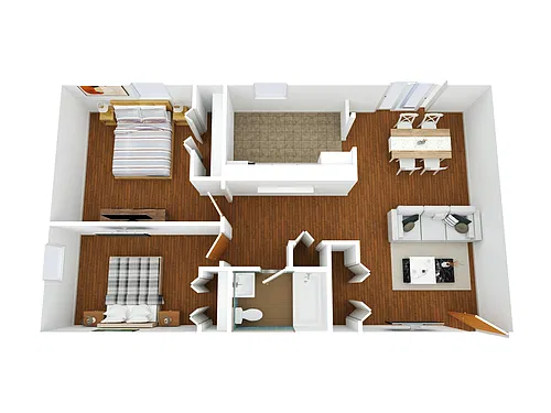 Floor plan Garret Plaza - 2 BR - 1 BTH