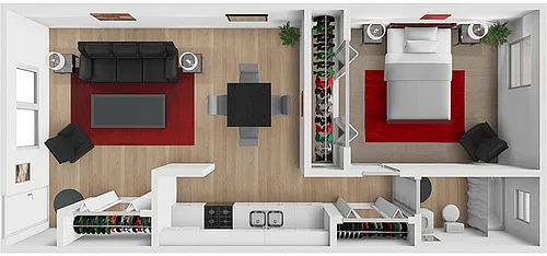 Floor plan AR 1 Bed 1 Bath