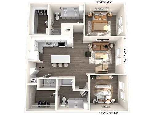 Floor plan B1-1175sf-118-518