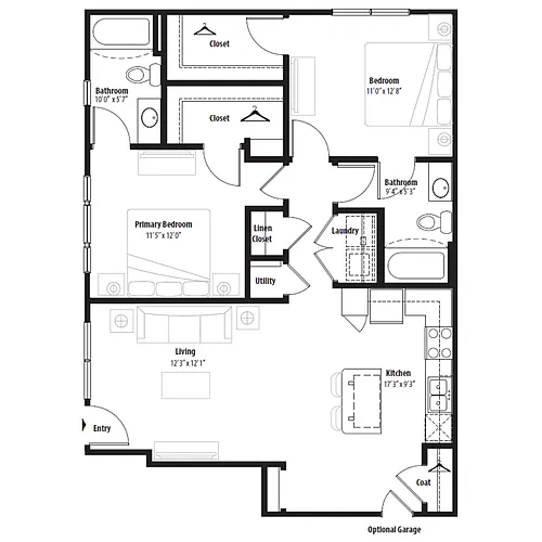 Floor plan 2 Bedroom (Terrace)