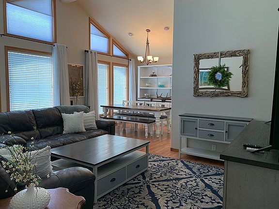Living area and dining room