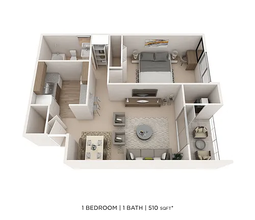 Floor plan One Bedroom - 510 sqft