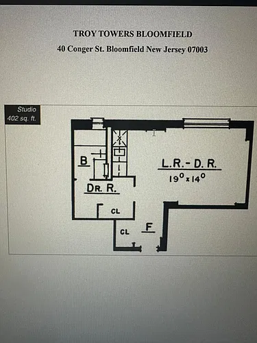 Floor plan Studio 1 Bath