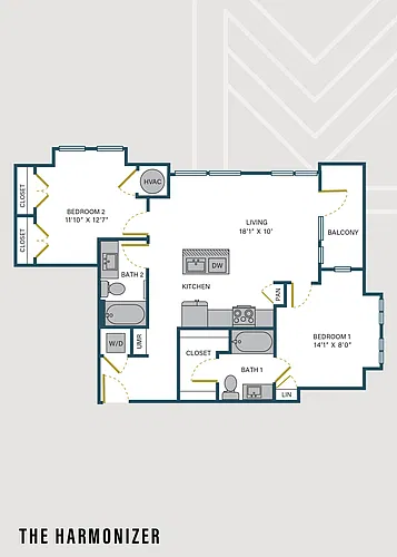 Floor plan The Harmonizer | 2 Bed | 2 Bath