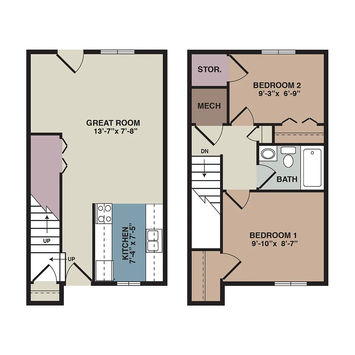 Floor plan 2 Bedroom 1 Bath
