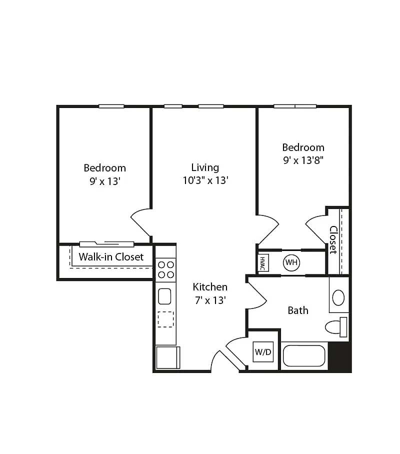 Floor plan 2 Bed/1 Bath-B6