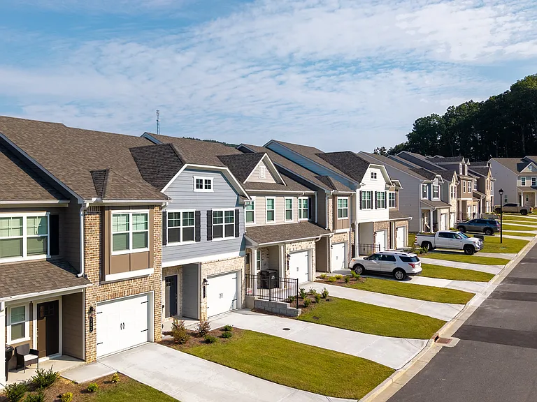 Overhead view of the Satterfield Commons home's and its inviting surroundings.