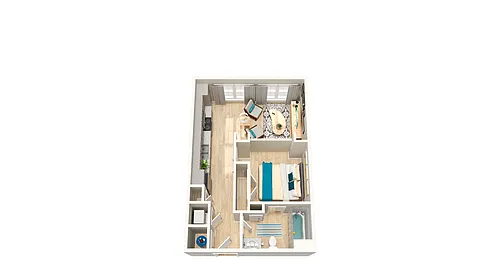 Floor plan S1 590sf 0/1