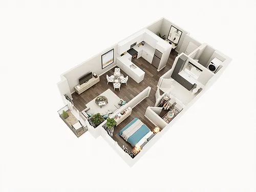 Floor plan One Bed One Bath Den 1M-A