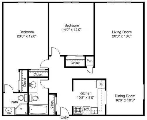 Floor plan 2 Bed 2 Bath