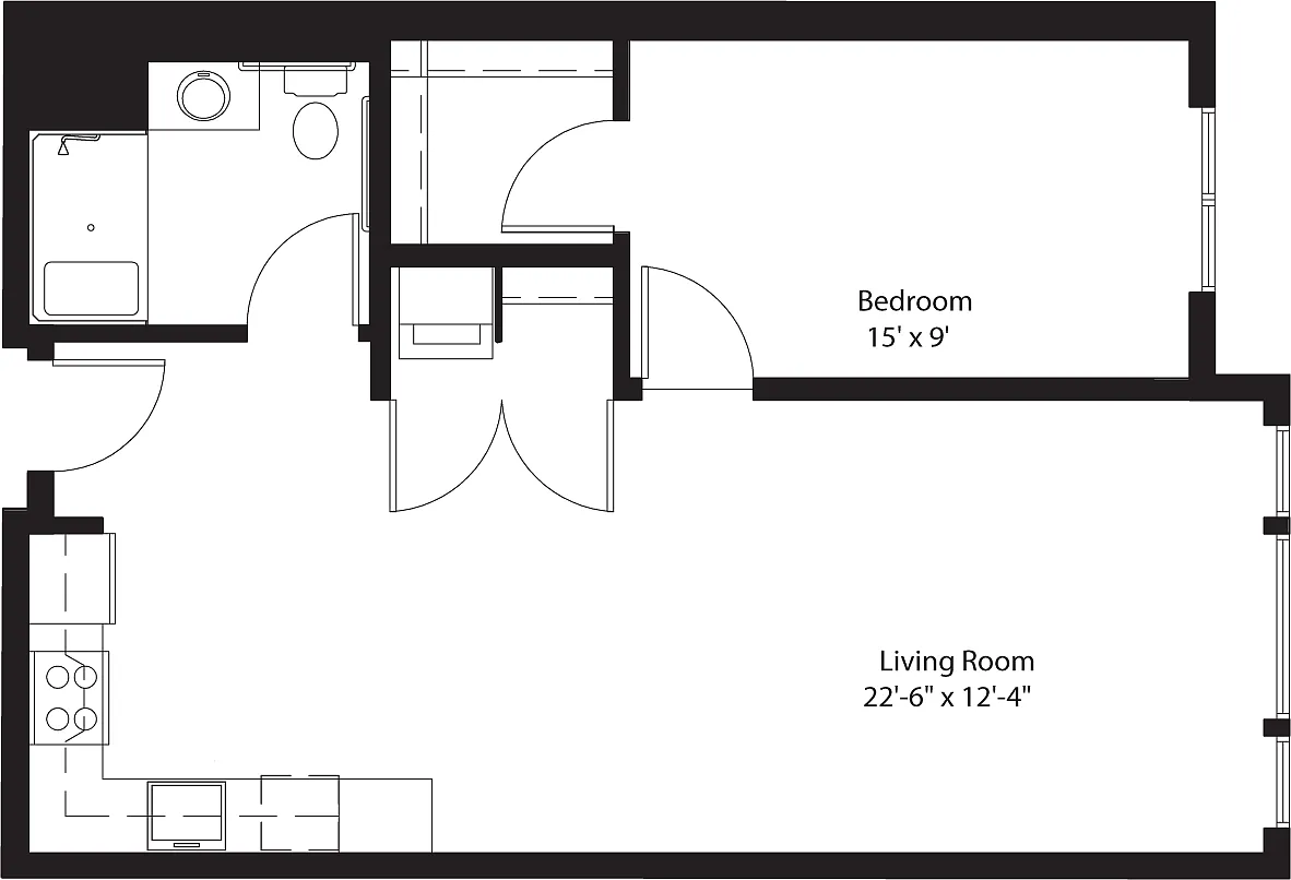 Floor plan 1 Bedroom C