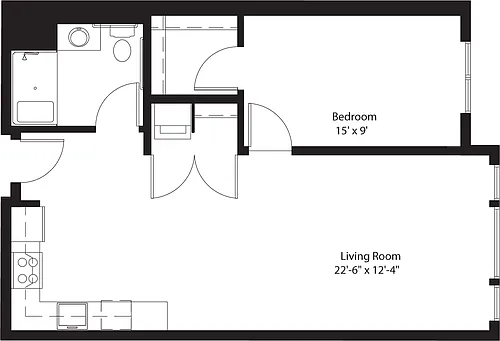 Floor plan 1 Bedroom C