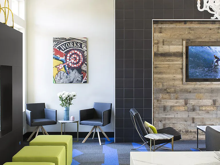 Apartment community ResidentLounge at Griffis Belleview Station in Denver, Colorado.