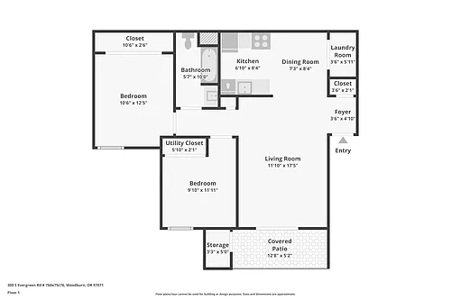 Floor plan 2 Bedroom 1 Bathroom