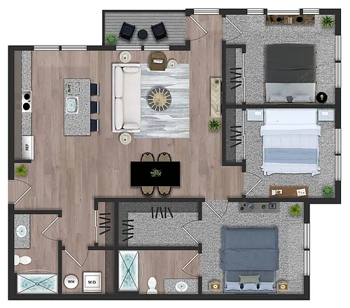 Floor plan 3X2 | 70% AMI