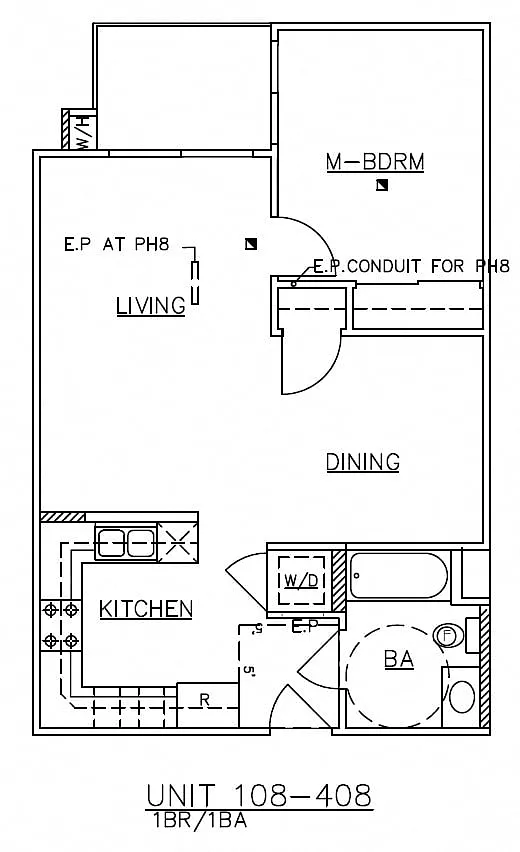 Floor plan 1 Bedroom 1 Bathroom + Den