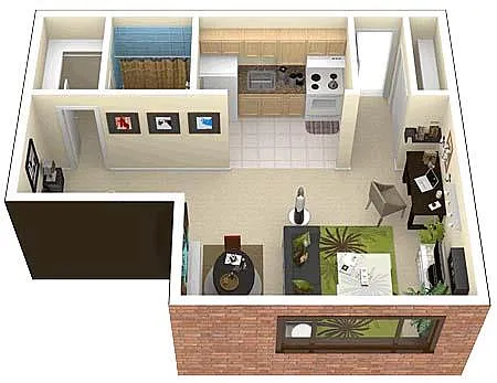 Floor plan Studio 1Bathroom