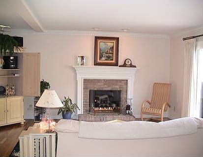 Spacious living room with hardwood floors!