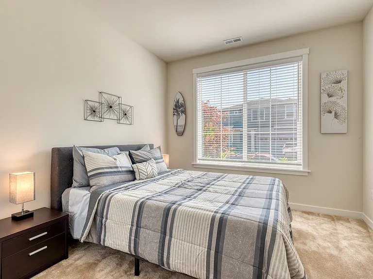 The only bedroom downstairs. Queen size bed!