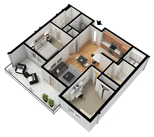 Floor plan 2 Bedroom, 2 Bathroom