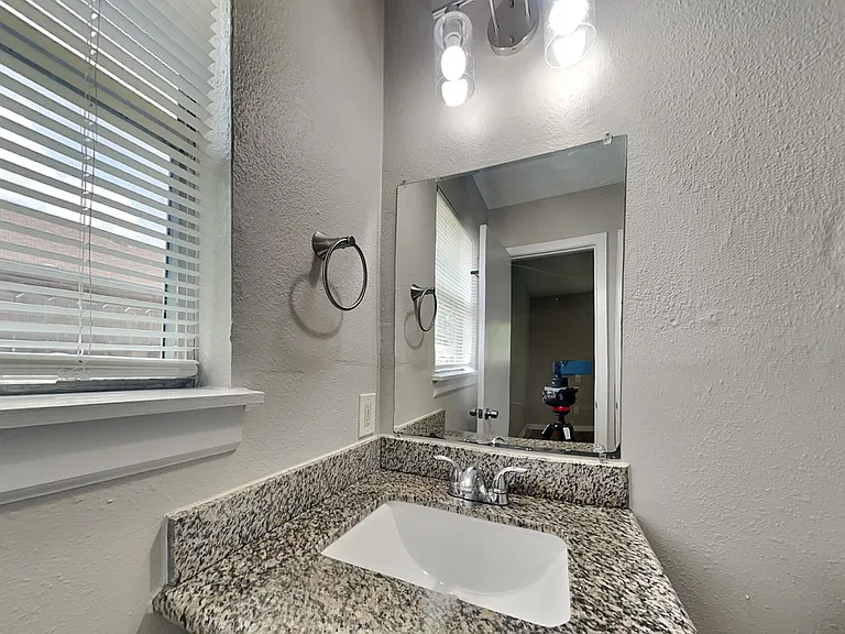 This bathroom features modern