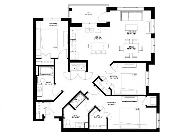 Floor plan Three Bedroom - D