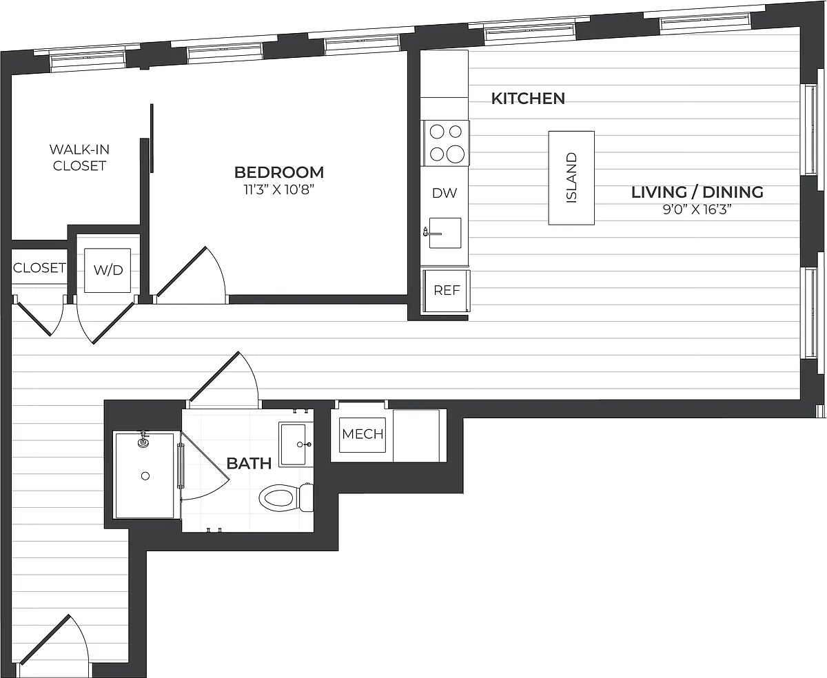 Floor plan 1 Bed/1 Bath-A5-Stone