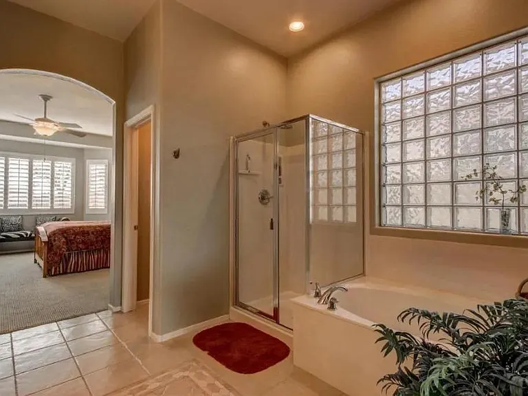 Spacious master bedroom retreat bathroom.