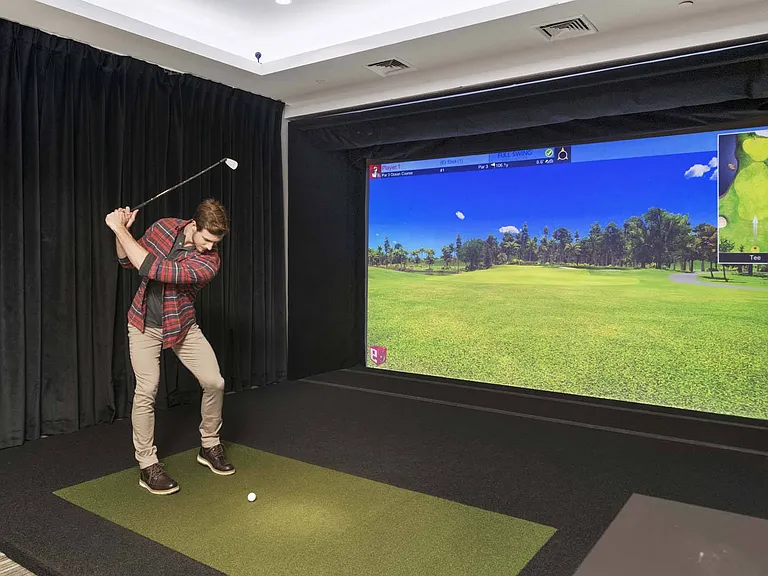 Game Lounge with Golf Simulator