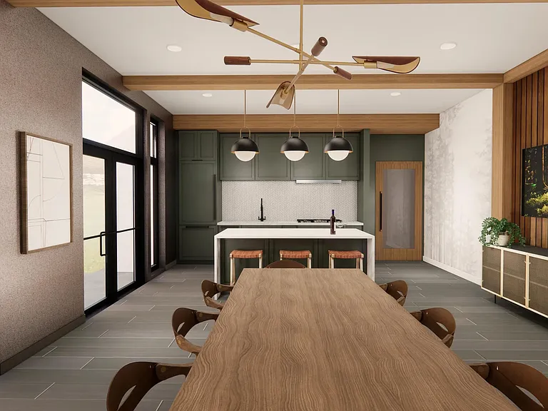 Expansive dining and entertainment spaces at Modera Bridle Trails set the stage for memorable gatherings with style and ease.