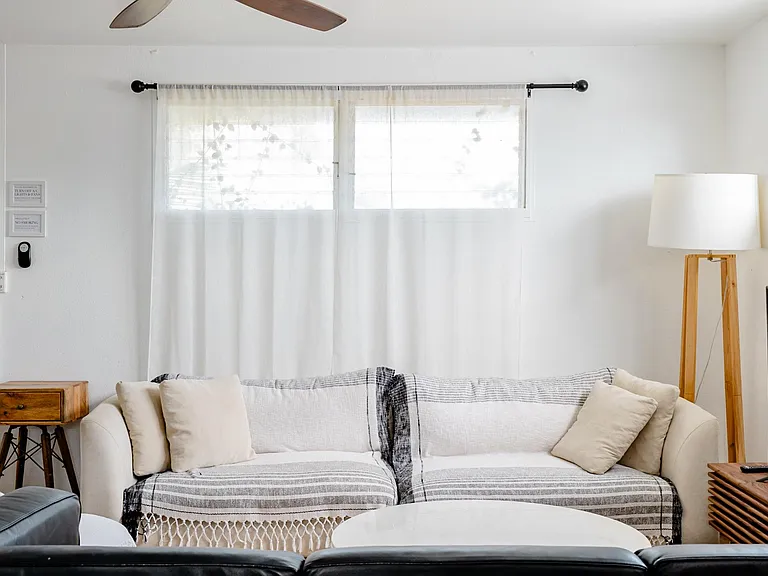 Gather around your cozy living room equipped with high powered air conditioning.