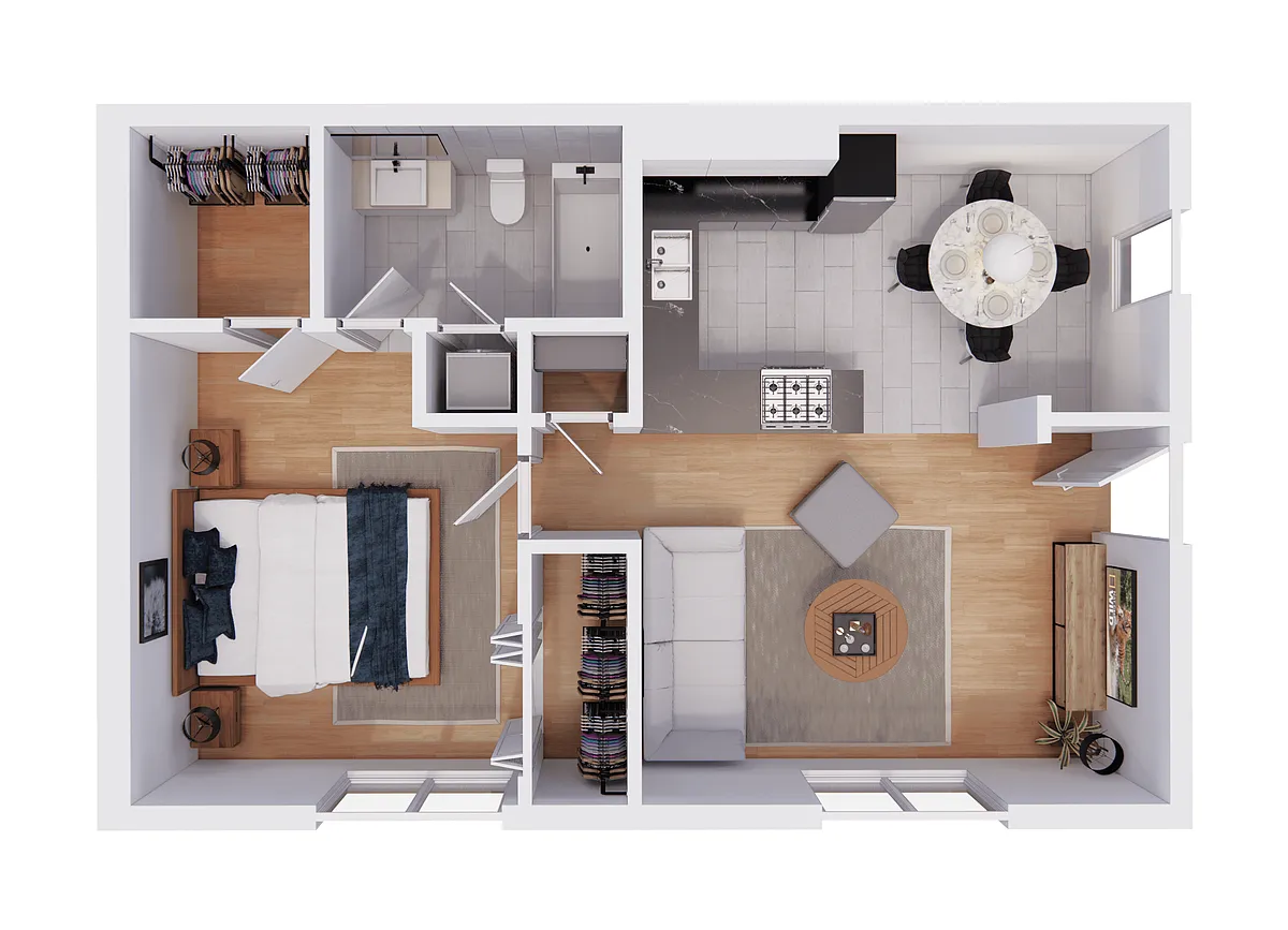 Floor plan 1 bedroom 1 bathroom classic