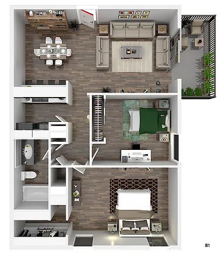 Floor plan Two Bedroom, One Bathroom