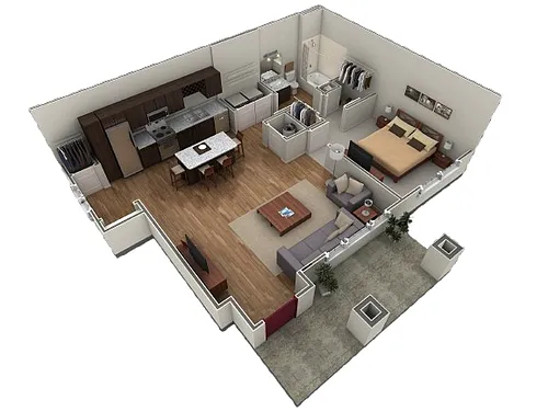 Floor plan 1 BR Grand Courtyard
