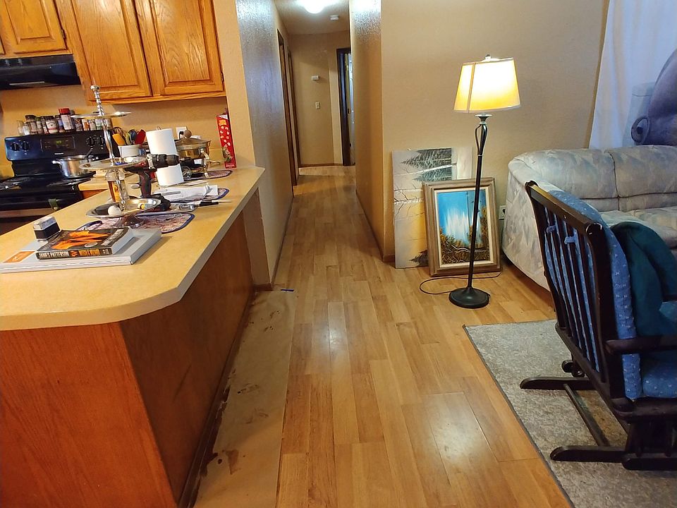 Kitchen and hall and part of living room