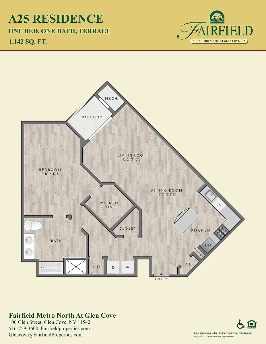 Floor plan A25 North FR 1Bedroom|1Bath/Balcony