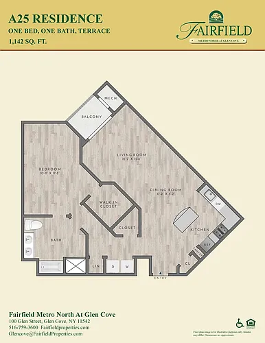 Floor plan A25 North FR 1Bedroom|1Bath/Balcony