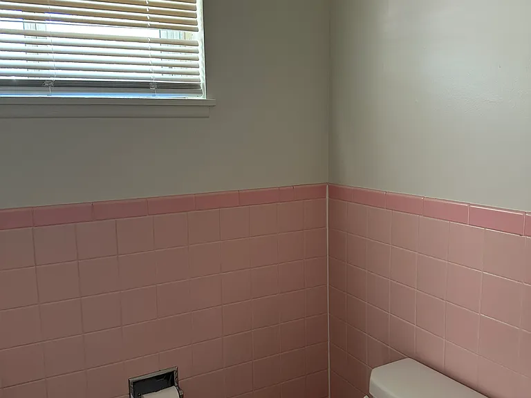 Hall bathroom located off the kitchen.