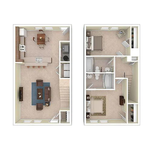 Floor plan 2 Bed 2 Bath Townhouses