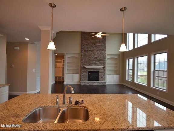 fire place view from kitchen