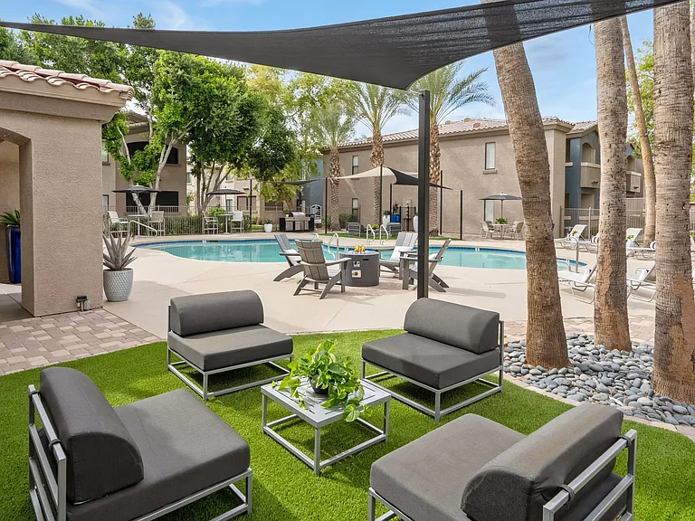 Relax poolside in luxurious seating areas, where a regal retreat awaits.