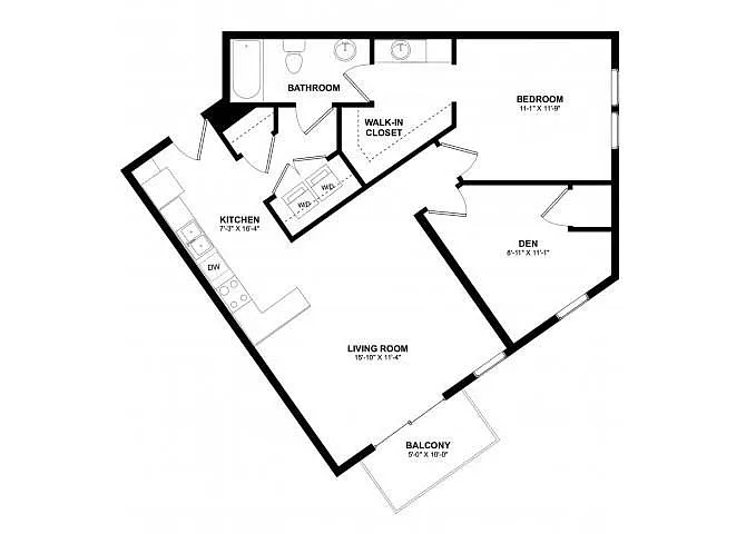 Floor plan 1x1 Den D