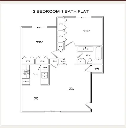 Floor plan 2 BED-1BATH